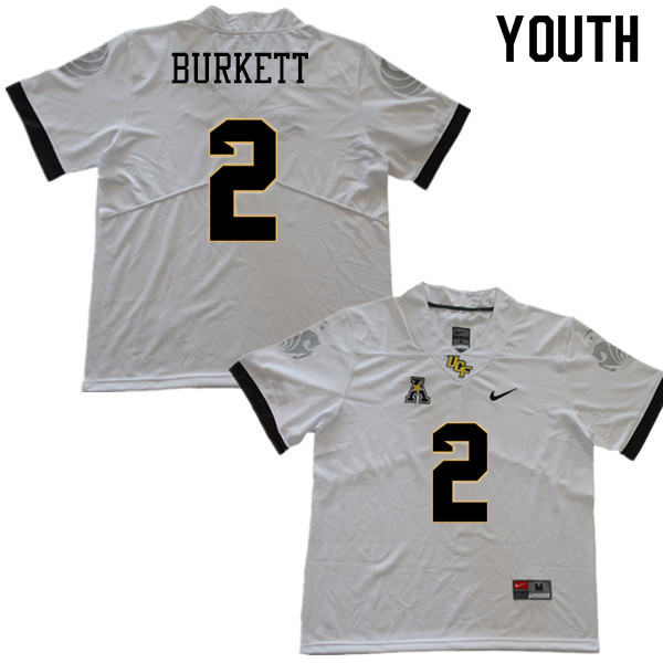 Youth #2 Chequan Burkett UCF Knights College Football Jerseys Sale-White